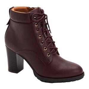 Style & Co Lucilee Chunky Block Heel Lace Up Booties Granny NEW 9.5 Wine